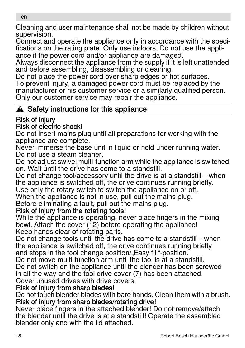 Bosch MUMXL10T Kitchen machine MaxxiMUM User Manual | Page 18 / 132