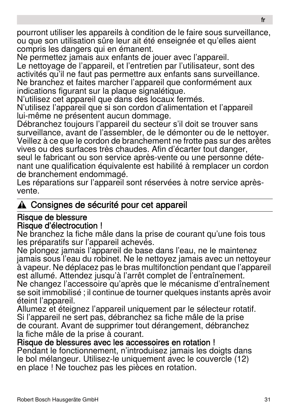 Bosch MUMXL10T Kitchen machine MaxxiMUM User Manual | Page 31 / 132