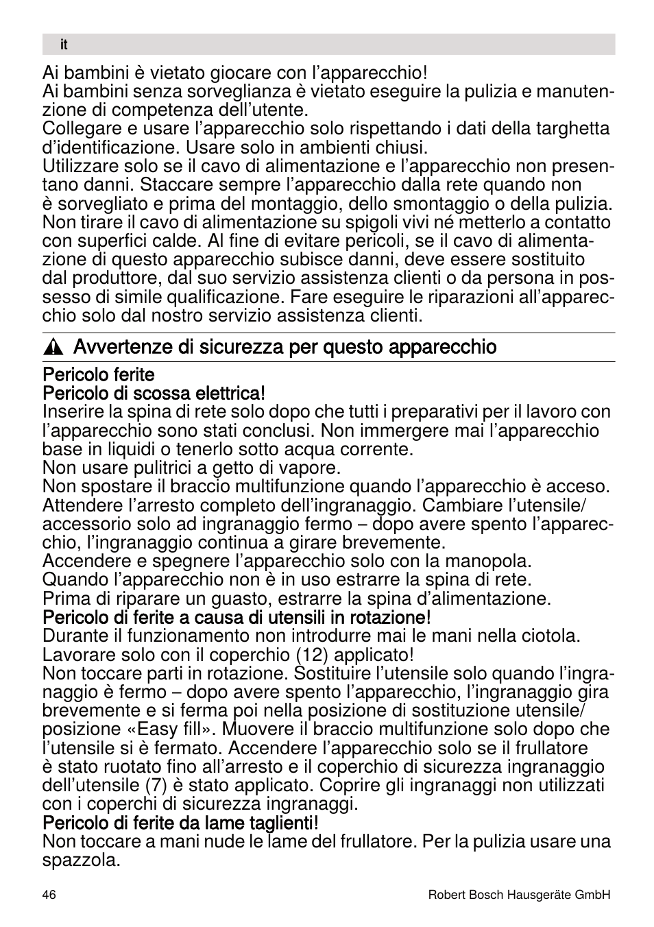 Bosch MUMXL10T Kitchen machine MaxxiMUM User Manual | Page 46 / 132