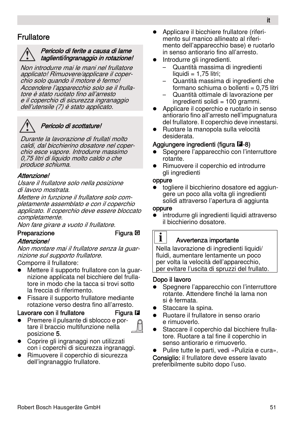 Frullatore | Bosch MUMXL10T Kitchen machine MaxxiMUM User Manual | Page 51 / 132