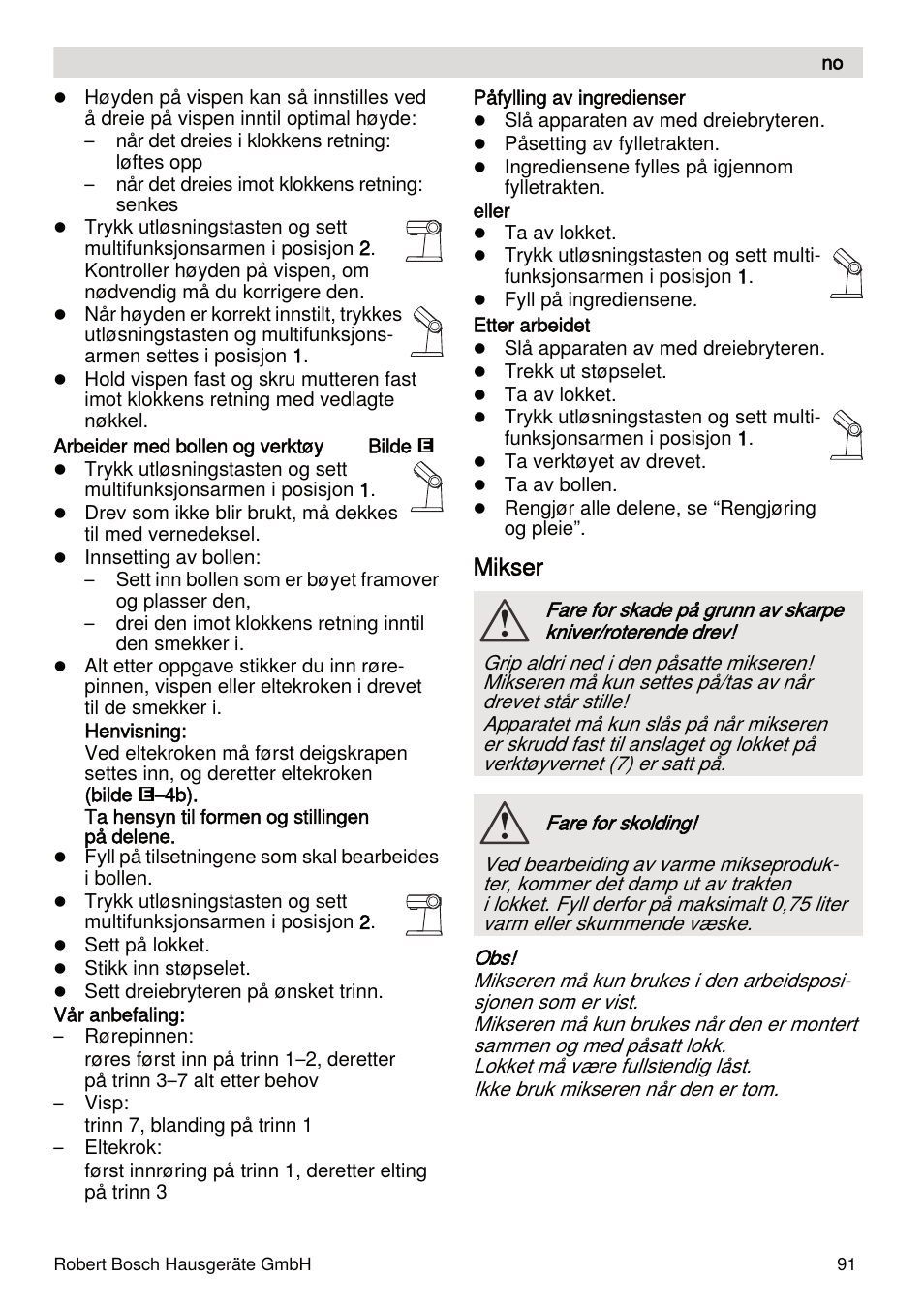 Mikser | Bosch MUMXL10T Kitchen machine MaxxiMUM User Manual | Page 91 / 132