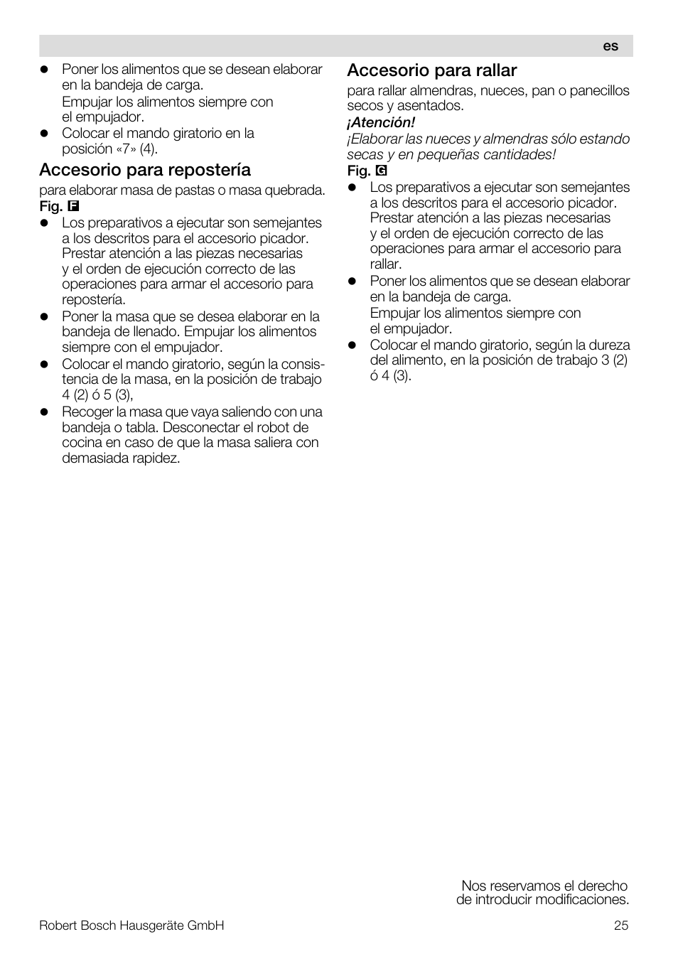 Accesorio para repostería, Accesorio para rallar | Bosch MUZ5FW1 Hachoir à viande Pour Kitchen machine MUM5 User Manual | Page 25 / 53