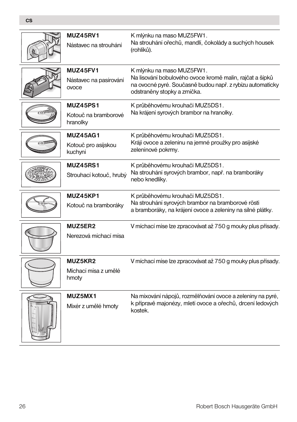 Bosch MUM56Z40 KITCHEN MACHINE 900W SILVERSILVER Styline Couleur argent argent User Manual | Page 26 / 168