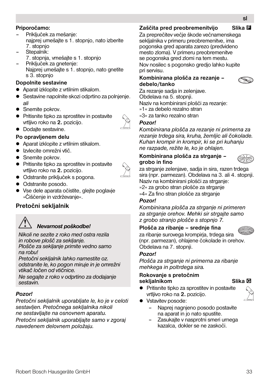 Bosch MUM56Z40 KITCHEN MACHINE 900W SILVERSILVER Styline Couleur argent argent User Manual | Page 33 / 168