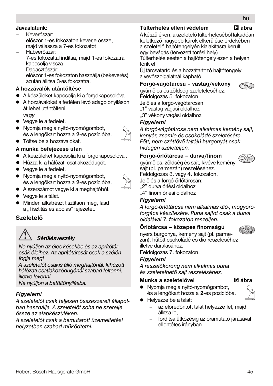 Bosch MUM56Z40 KITCHEN MACHINE 900W SILVERSILVER Styline Couleur argent argent User Manual | Page 45 / 168