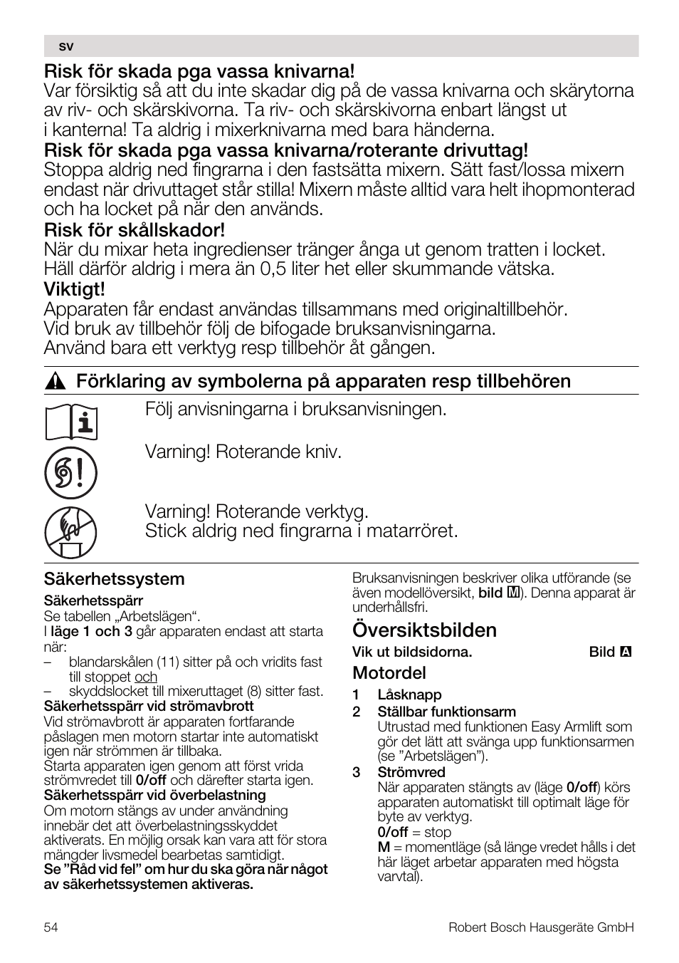 Översiktsbilden | Bosch MUM56Z40 KITCHEN MACHINE 900W SILVERSILVER Styline Couleur argent argent User Manual | Page 54 / 168