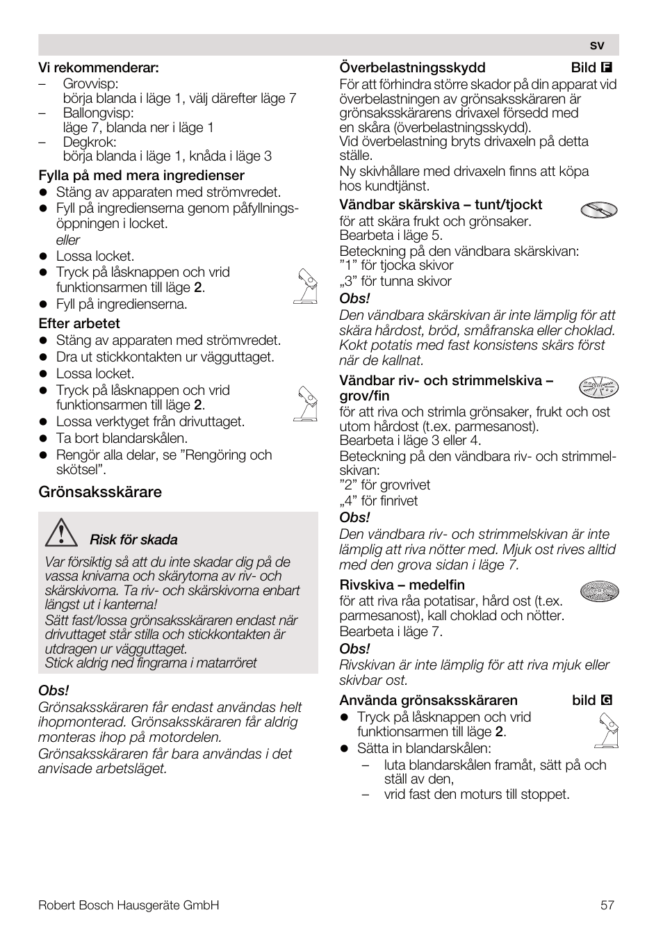 Bosch MUM56Z40 KITCHEN MACHINE 900W SILVERSILVER Styline Couleur argent argent User Manual | Page 57 / 168