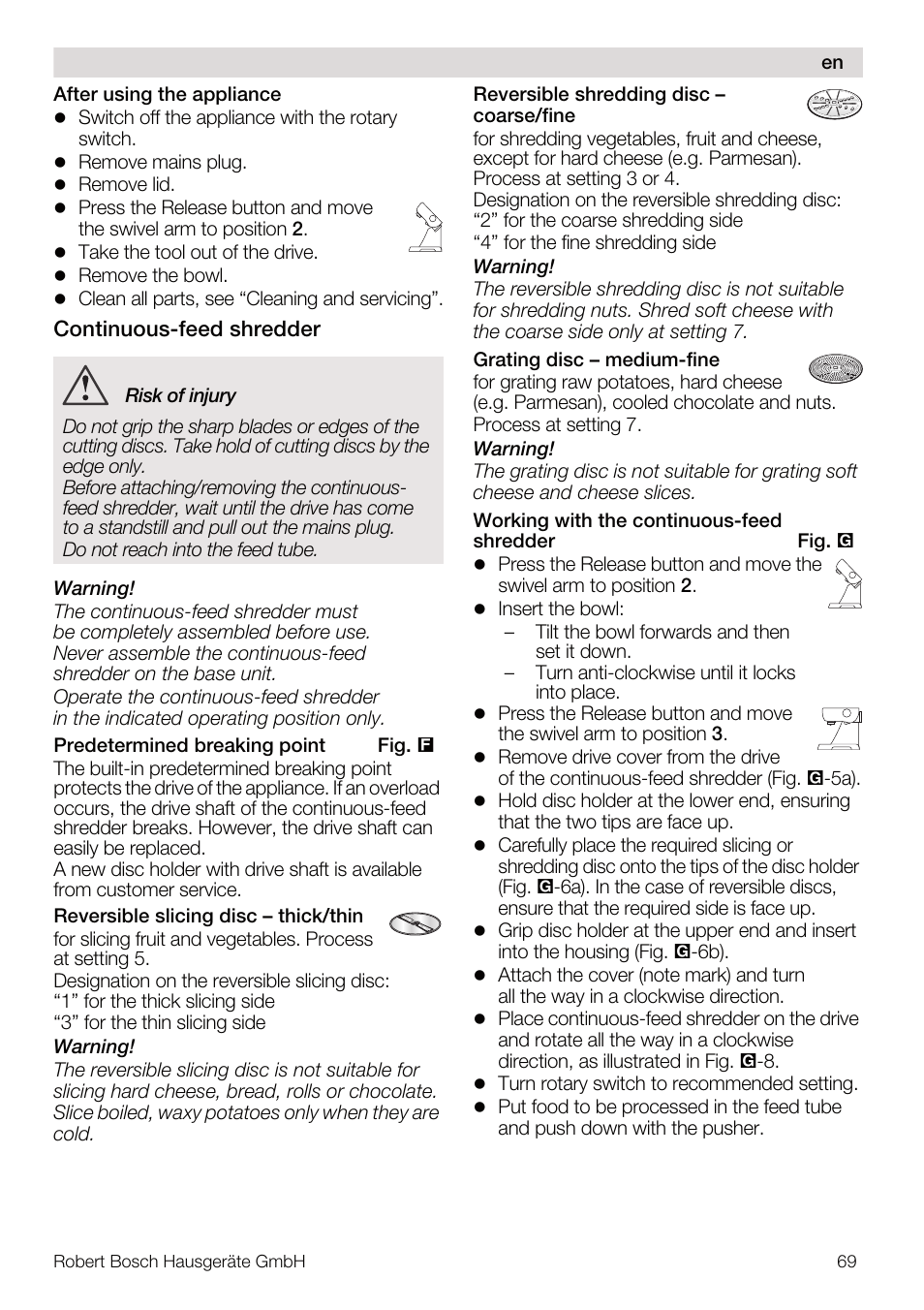 Bosch MUM56Z40 KITCHEN MACHINE 900W SILVERSILVER Styline Couleur argent argent User Manual | Page 69 / 168