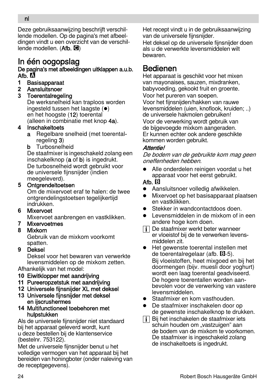 Bedienen | Bosch MSM87110 Mixeur plongeant noir EDG User Manual | Page 24 / 107