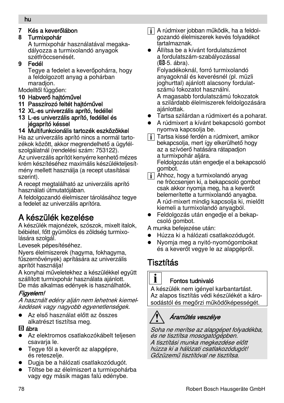 A készülék kezelése, Tisztítás | Bosch MSM87110 Mixeur plongeant noir EDG User Manual | Page 78 / 107