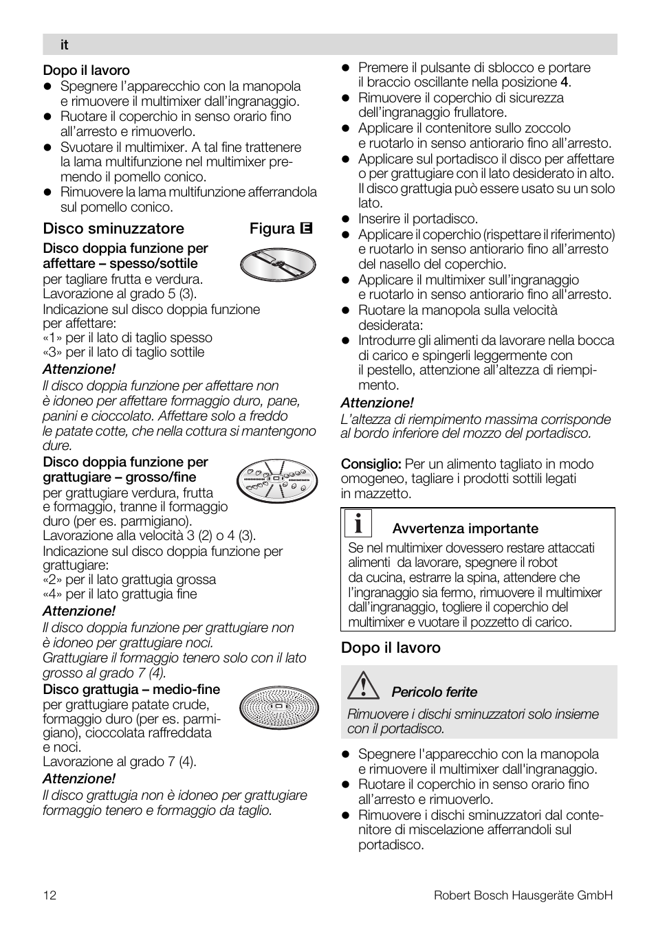 Bosch MUZ5MM1 Multimixeur blanctransparant Pour Kitchen machine MUM5 User Manual | Page 12 / 62