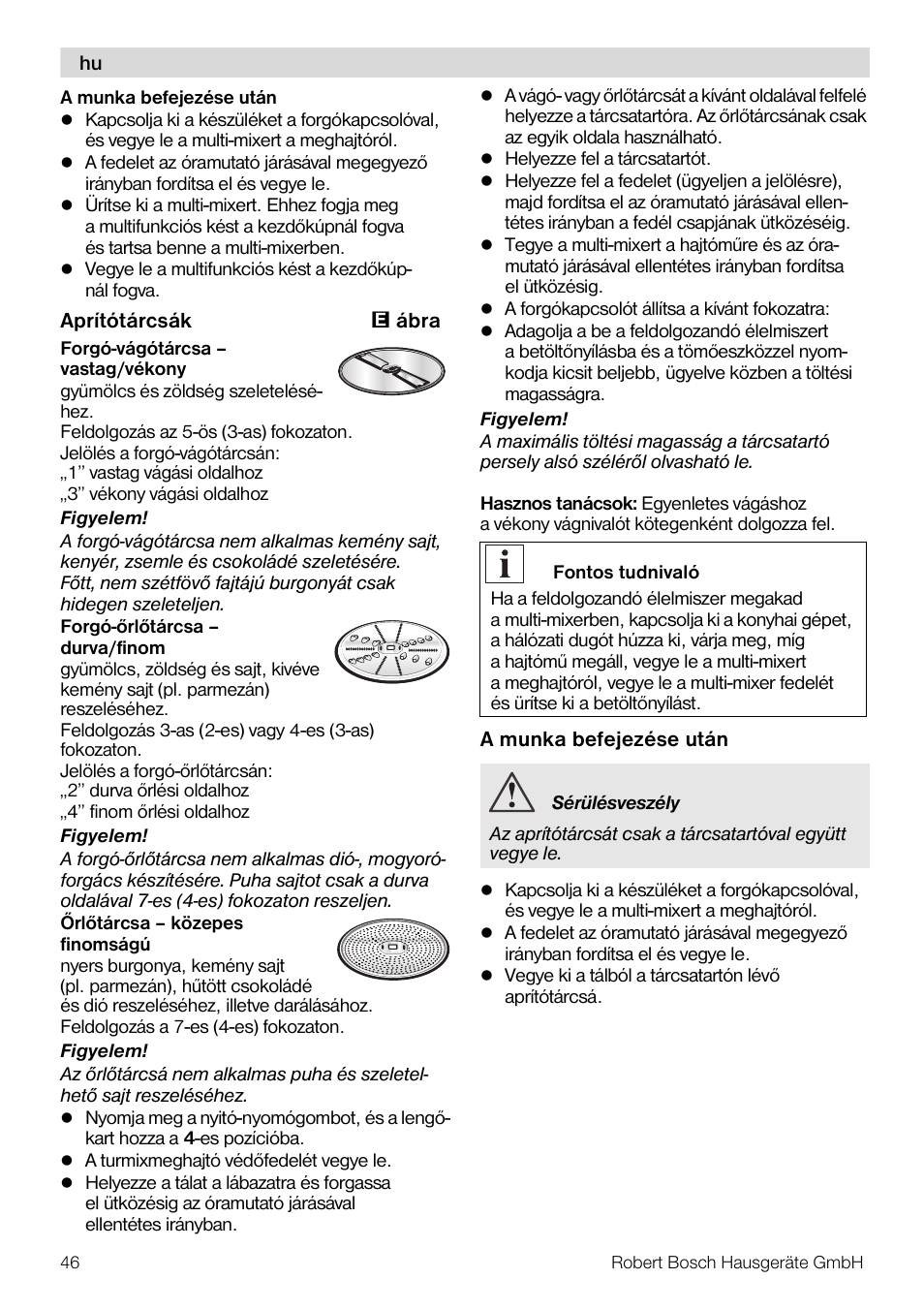 Bosch MUZ5MM1 Multimixeur blanctransparant Pour Kitchen machine MUM5 User Manual | Page 46 / 62