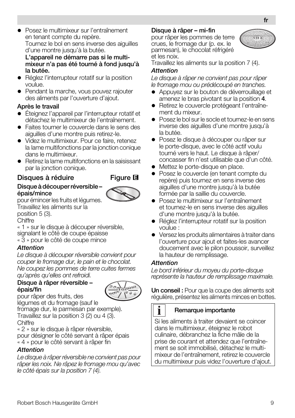 Bosch MUZ5MM1 Multimixeur blanctransparant Pour Kitchen machine MUM5 User Manual | Page 9 / 62