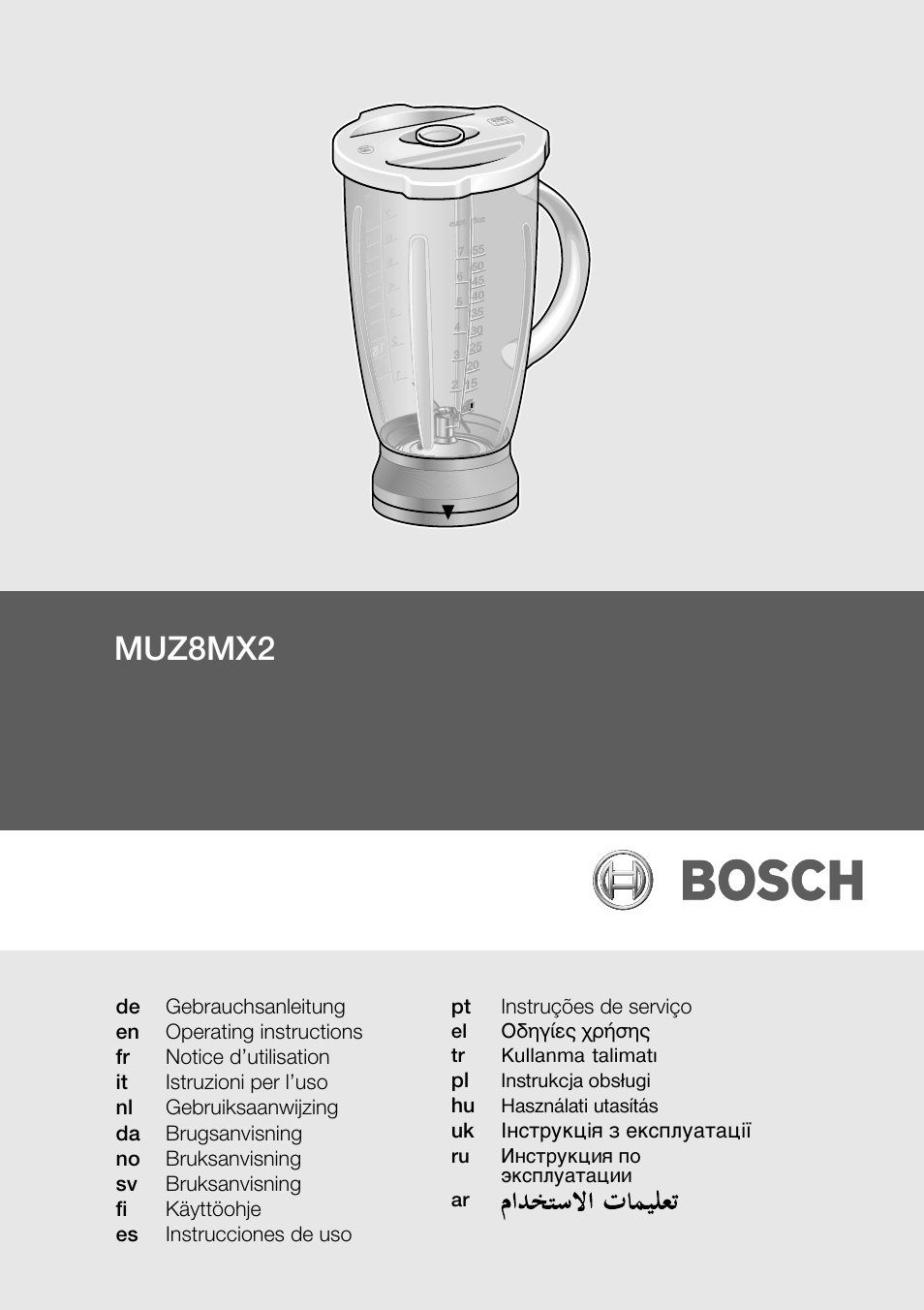 Bosch MUZ8MX2 Accessoire bol blender en verre pour MUM8 User Manual | 59 pages