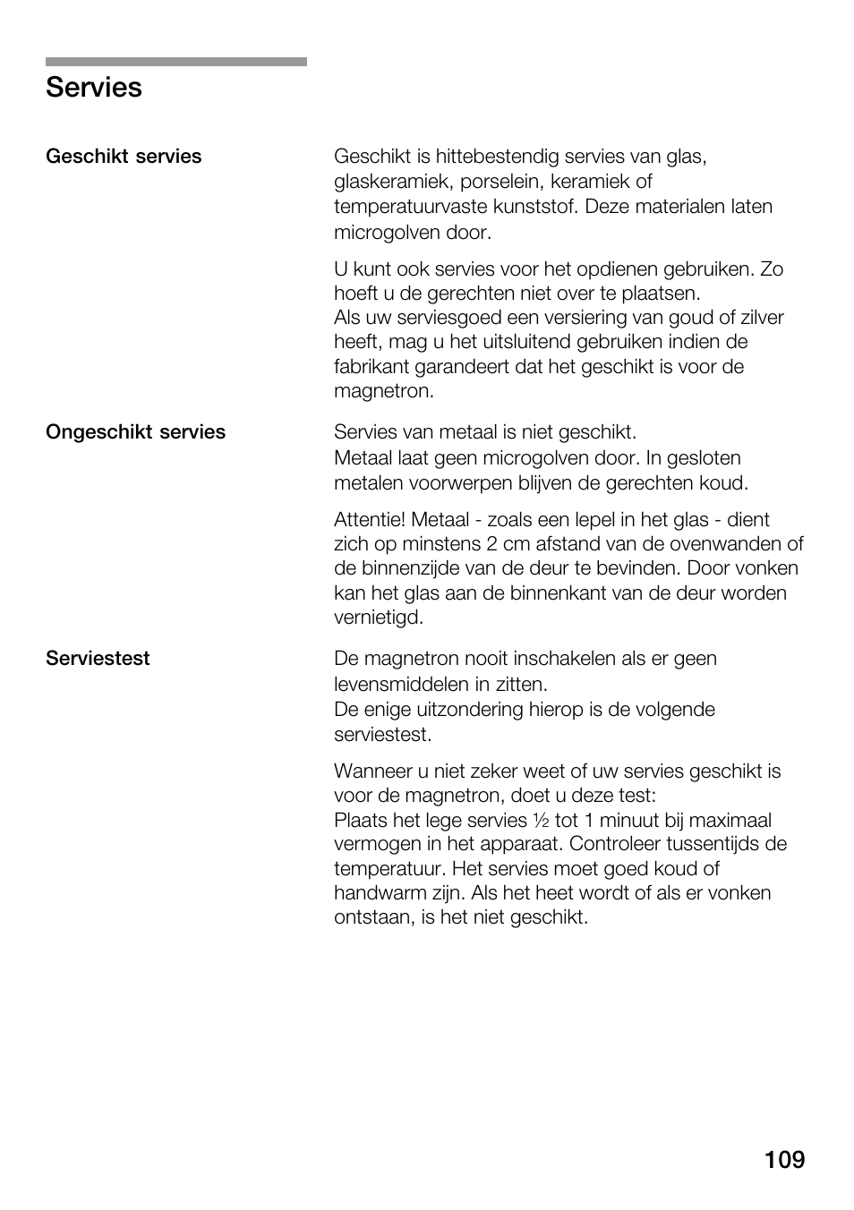 Servies | Bosch HMT82M650 - Inox Micro-ondes User Manual | Page 109 / 124