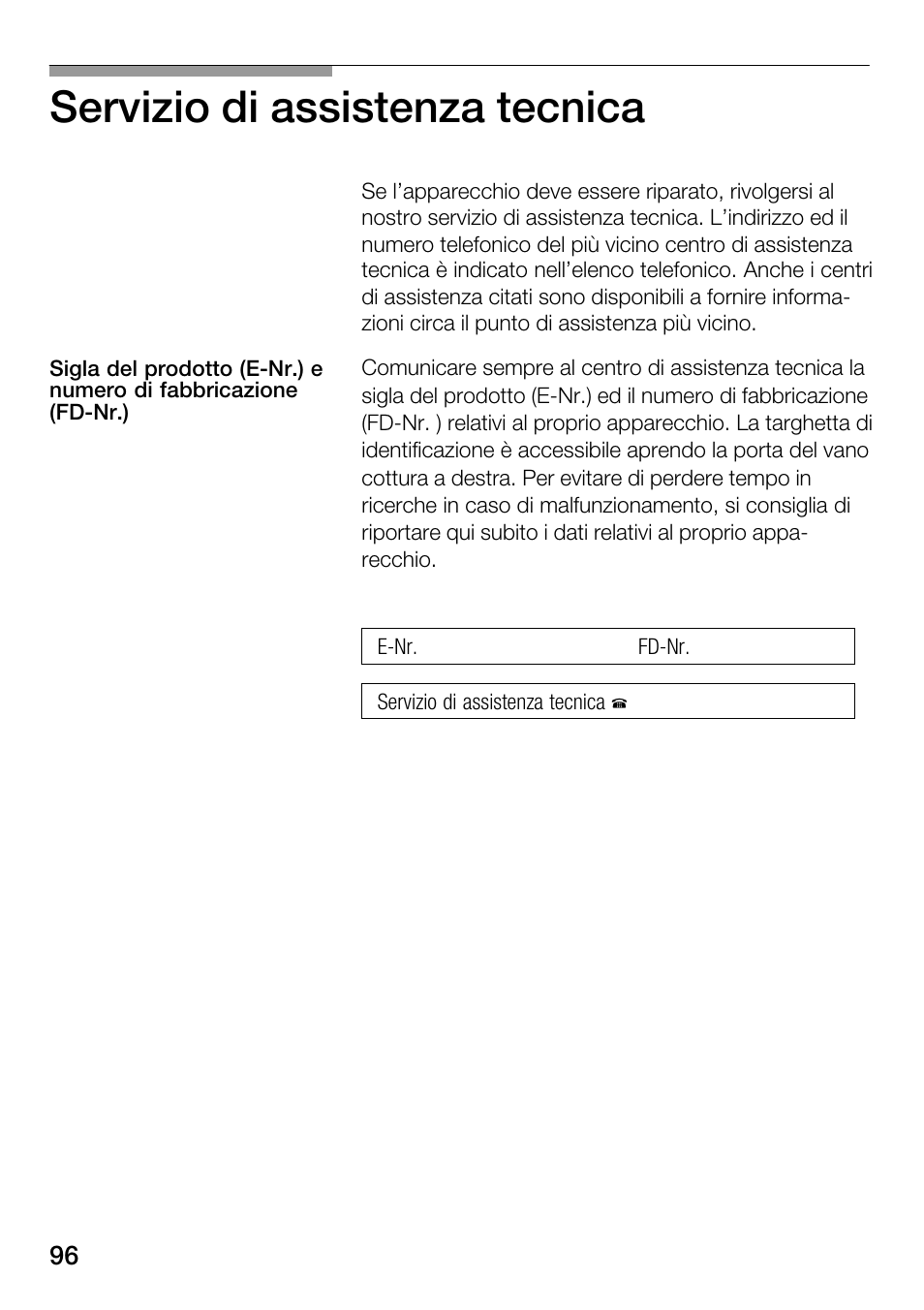 Servizio di assistenza tecnica | Bosch HMT82M650 - Inox Micro-ondes User Manual | Page 96 / 124