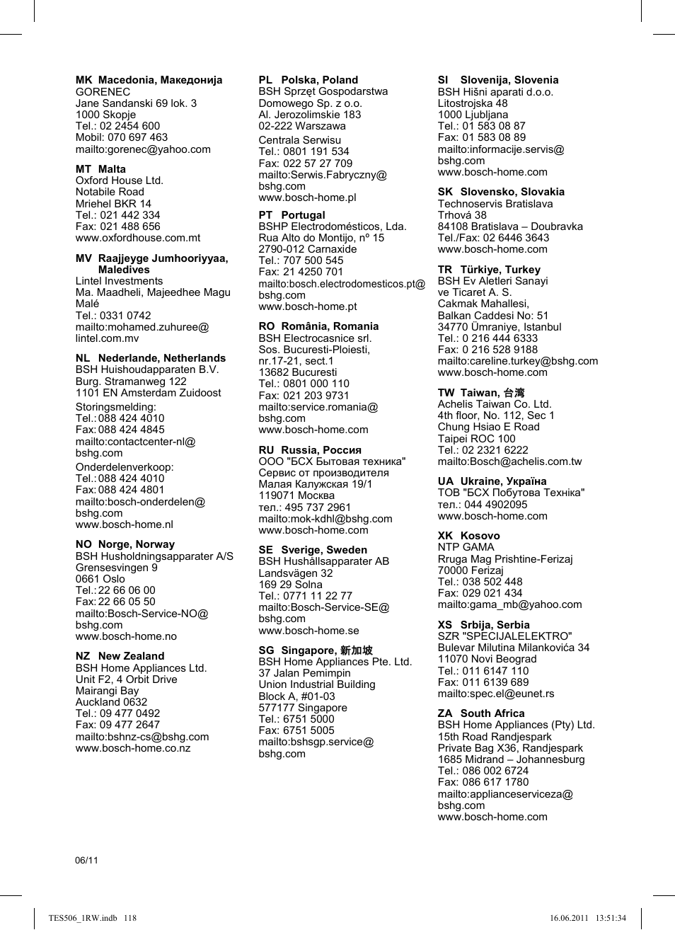 Garantiebedingungen | Bosch TES50621RW VeroCafe LattePro Machine à café Expresso automatique Titanium User Manual | Page 122 / 124