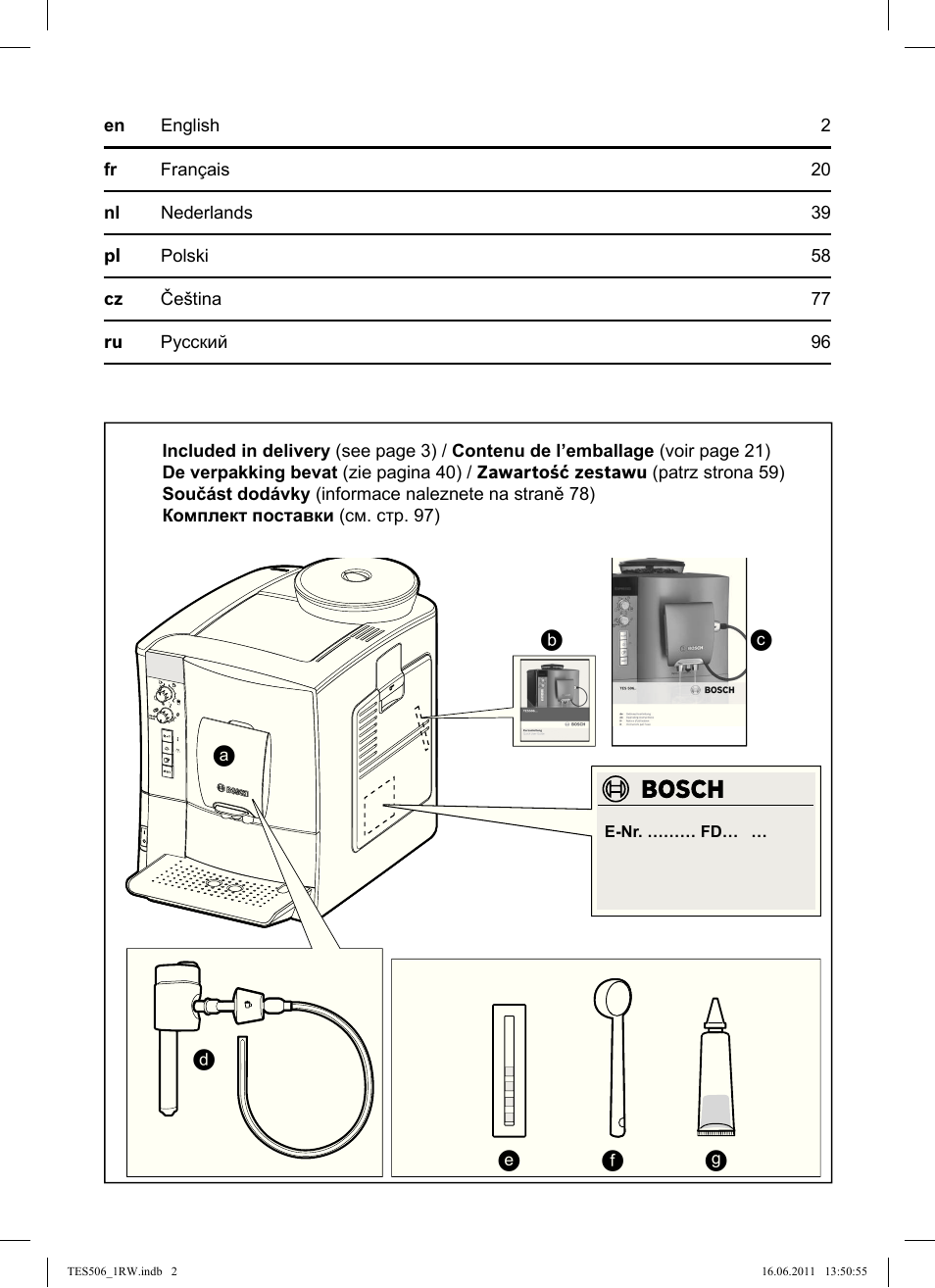 Bosch TES50621RW VeroCafe LattePro Machine à café Expresso automatique Titanium User Manual | Page 2 / 124