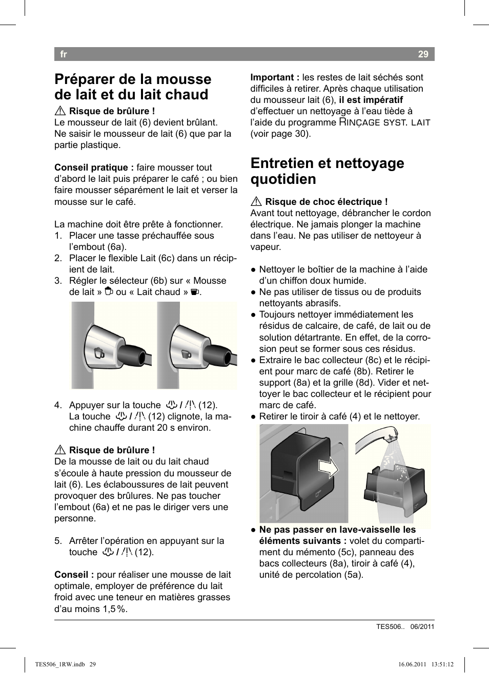 Préparer de la mousse de lait et du lait chaud, Entretien et nettoyage quotidien, Rinçage syst. lait | Bosch TES50621RW VeroCafe LattePro Machine à café Expresso automatique Titanium User Manual | Page 33 / 124