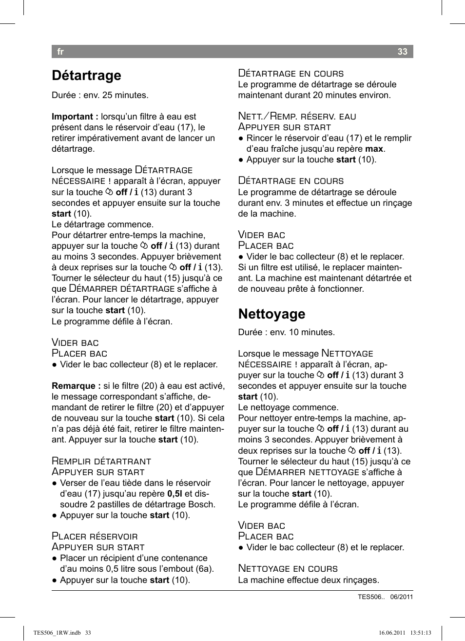 Détartrage, Nettoyage | Bosch TES50621RW VeroCafe LattePro Machine à café Expresso automatique Titanium User Manual | Page 37 / 124