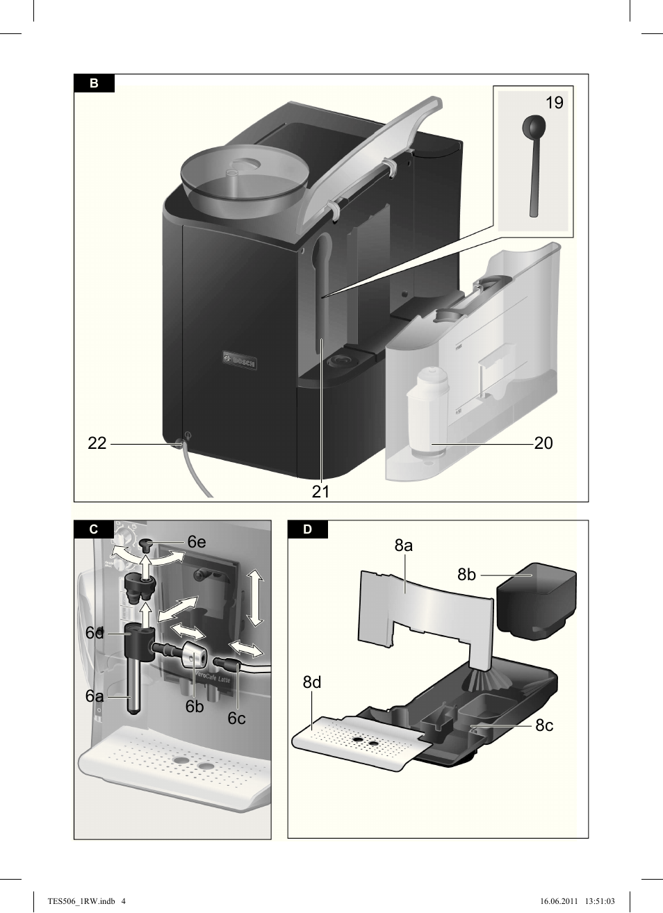 Bosch TES50621RW VeroCafe LattePro Machine à café Expresso automatique Titanium User Manual | Page 4 / 124