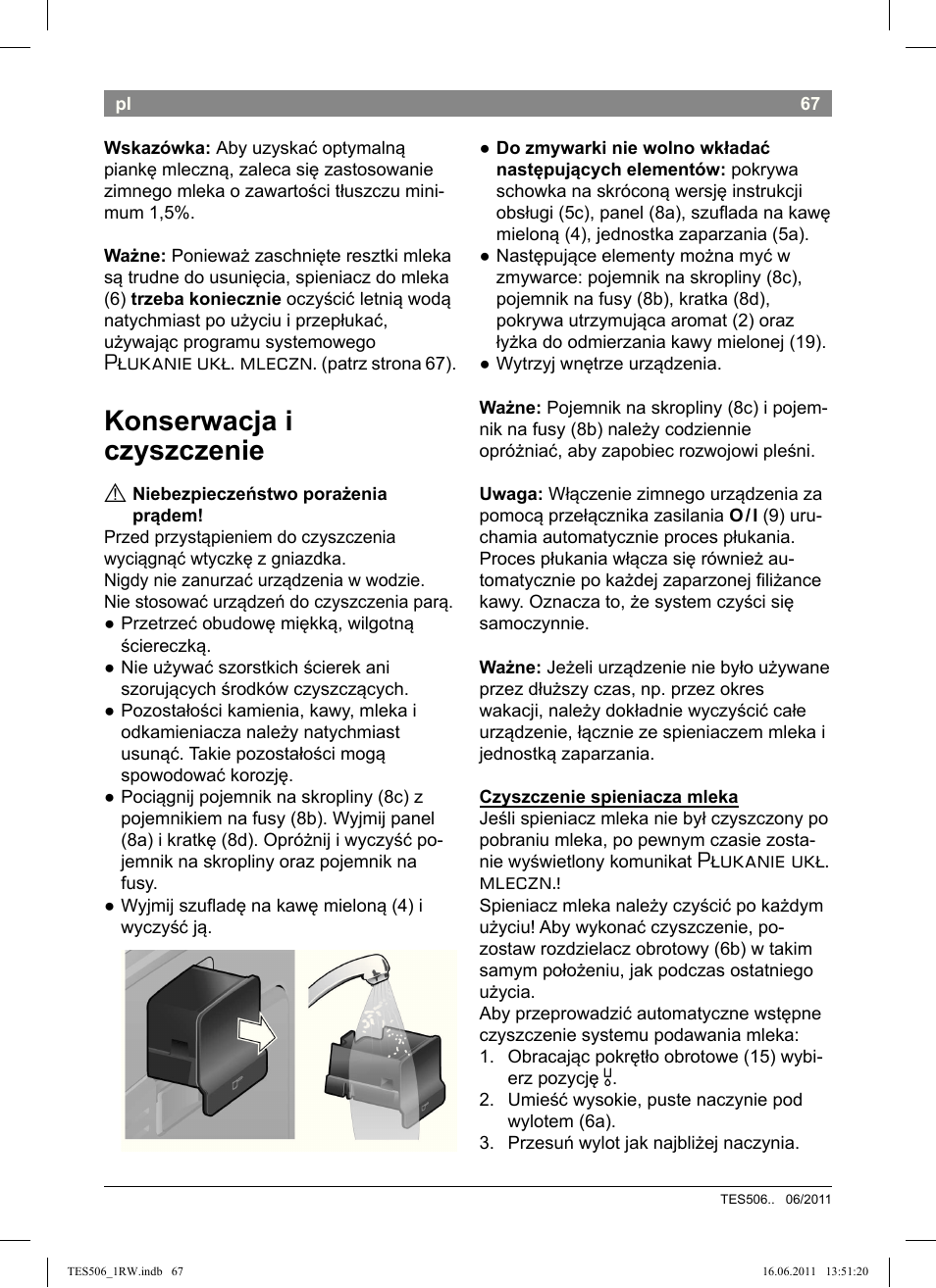 Konserwacja i czyszczenie, Płukanie ukł. mleczn | Bosch TES50621RW VeroCafe LattePro Machine à café Expresso automatique Titanium User Manual | Page 71 / 124