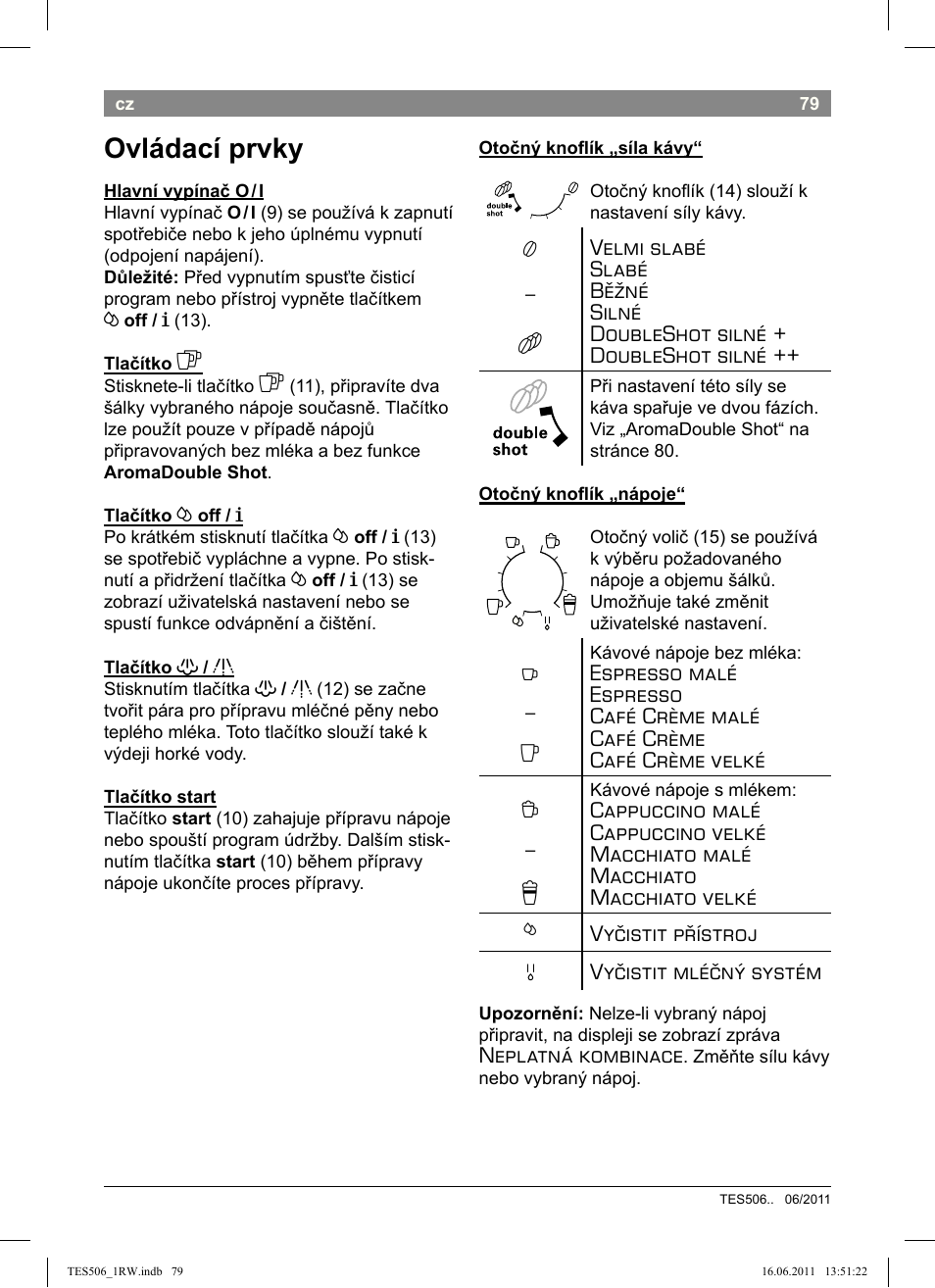 Ovládací prvky | Bosch TES50621RW VeroCafe LattePro Machine à café Expresso automatique Titanium User Manual | Page 83 / 124