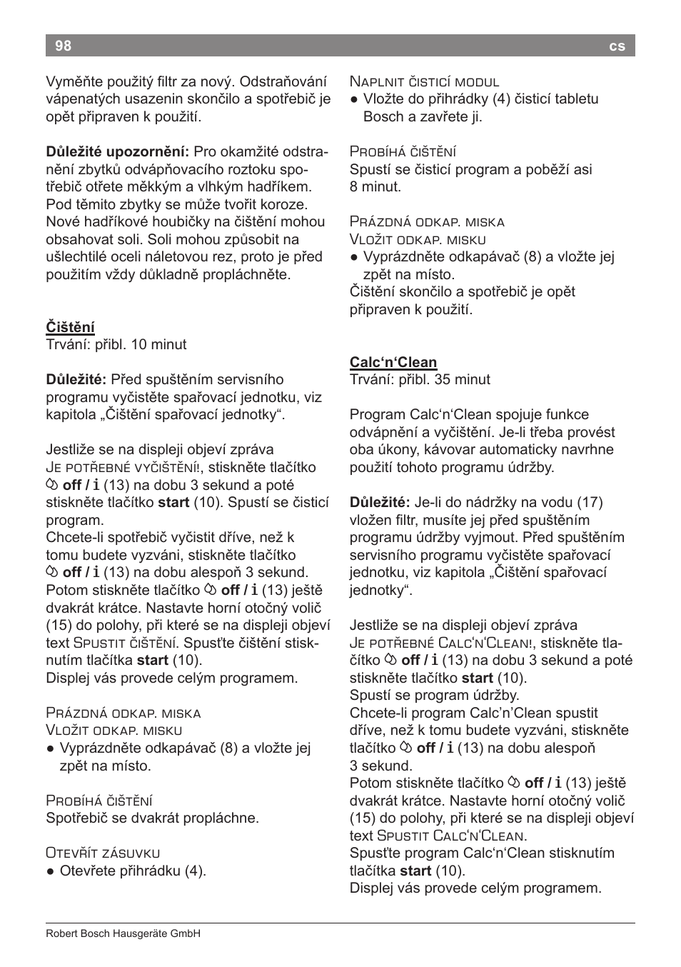 Bosch TES50621RW VeroCafe LattePro Machine à café Expresso automatique Titanium User Manual | Page 102 / 134