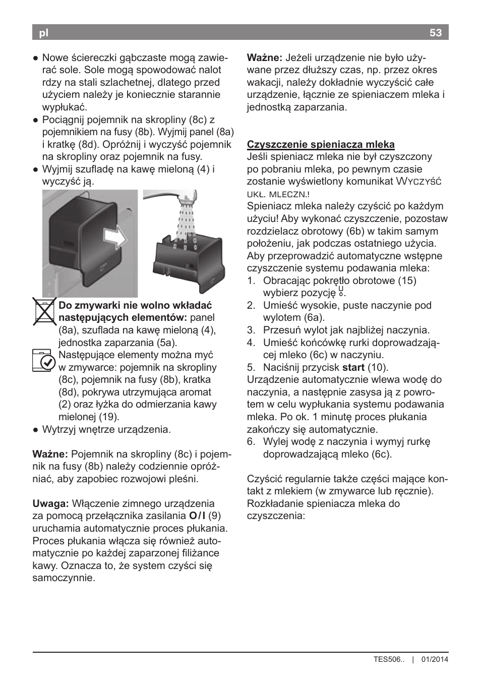 Bosch TES50621RW VeroCafe LattePro Machine à café Expresso automatique Titanium User Manual | Page 57 / 134