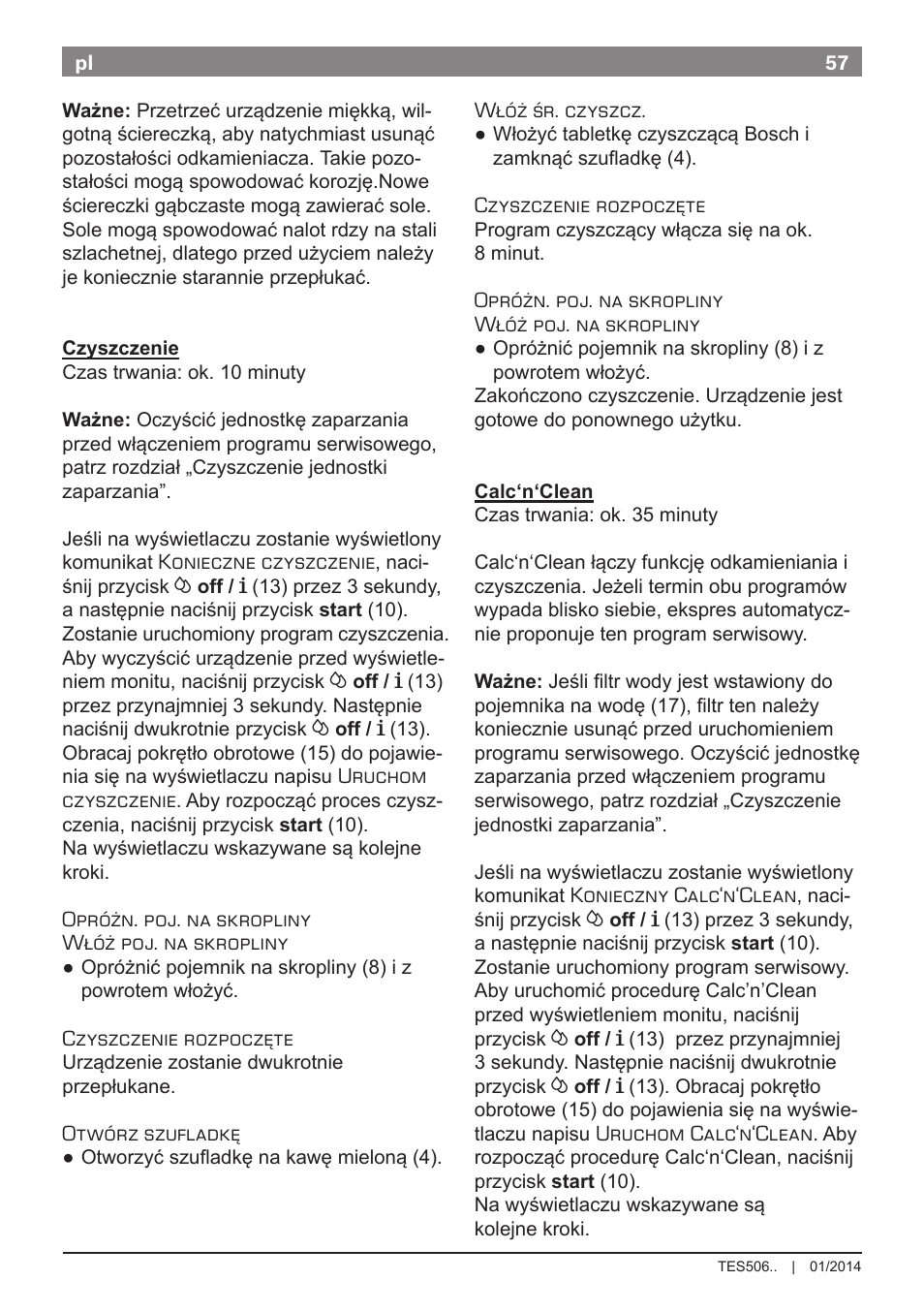 Bosch TES50621RW VeroCafe LattePro Machine à café Expresso automatique Titanium User Manual | Page 61 / 134