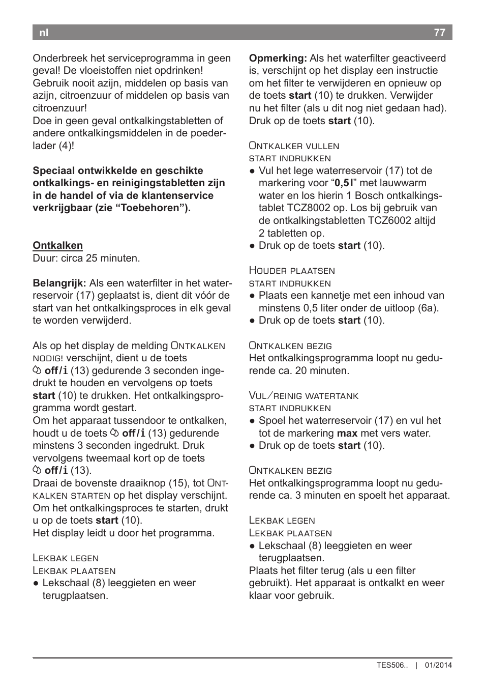 Bosch TES50621RW VeroCafe LattePro Machine à café Expresso automatique Titanium User Manual | Page 81 / 134