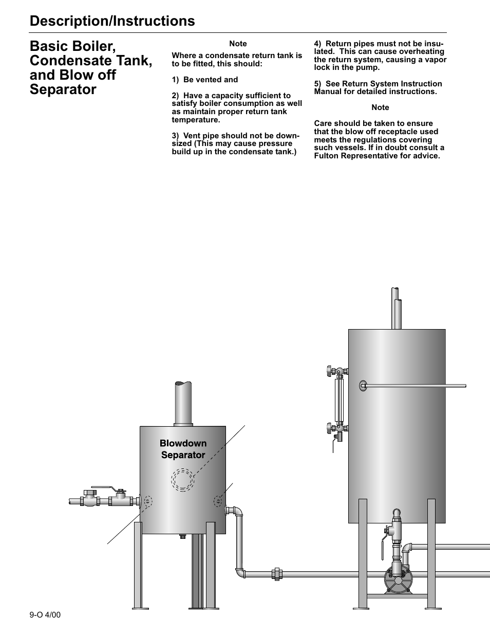 Description/instructions, Condensate return tank | Fulton Classic ICX or FB-F Vertical Tubeless Boilers (Steam) Oil Fired User Manual | Page 17 / 76