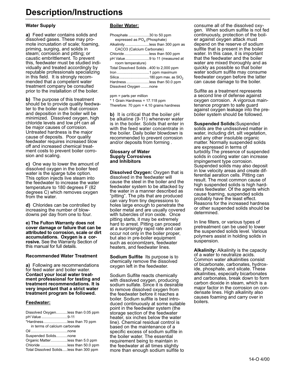 Description/instructions | Fulton Classic ICX or FB-F Vertical Tubeless Boilers (Steam) Oil Fired User Manual | Page 22 / 76