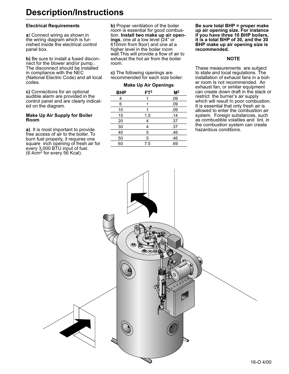 Description/instructions | Fulton Classic ICX or FB-F Vertical Tubeless Boilers (Steam) Oil Fired User Manual | Page 24 / 76