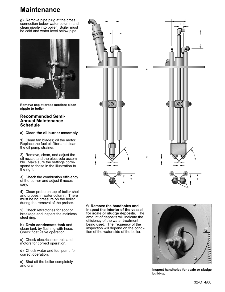 Maintenance, Recommended semi- annual maintenance schedule | Fulton Classic ICX or FB-F Vertical Tubeless Boilers (Steam) Oil Fired User Manual | Page 42 / 76