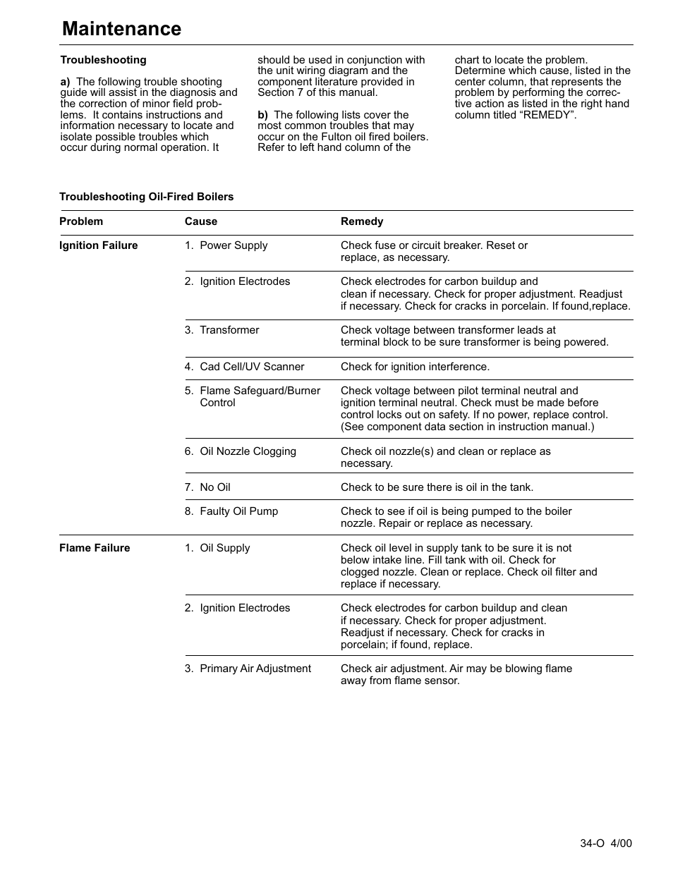 Maintenance | Fulton Classic ICX or FB-F Vertical Tubeless Boilers (Steam) Oil Fired User Manual | Page 44 / 76