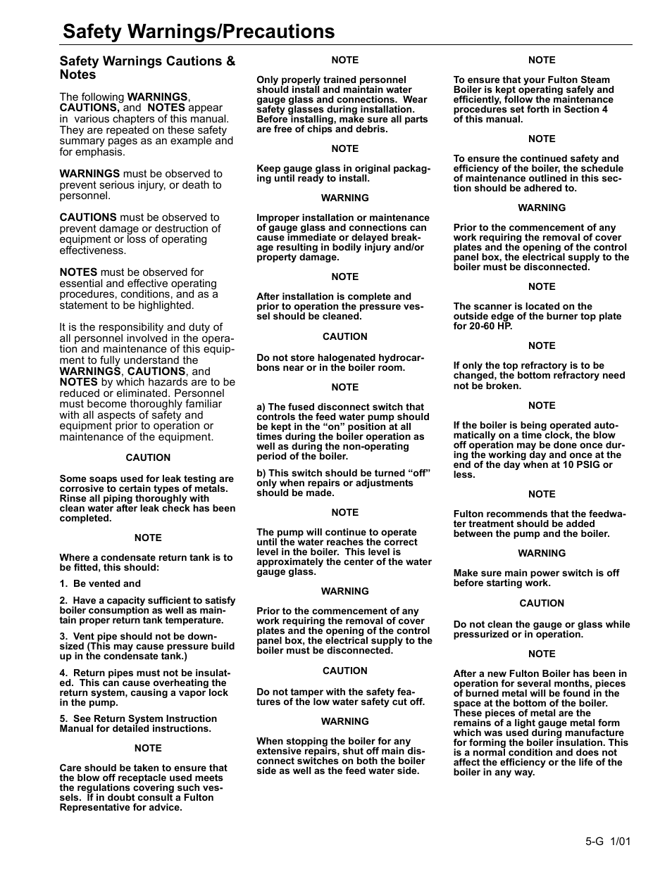 Safety warnings/precautions | Fulton Edge ICX or FB-F Vertical Tubeless Boilers (Steam), Gas Fired User Manual | Page 11 / 102