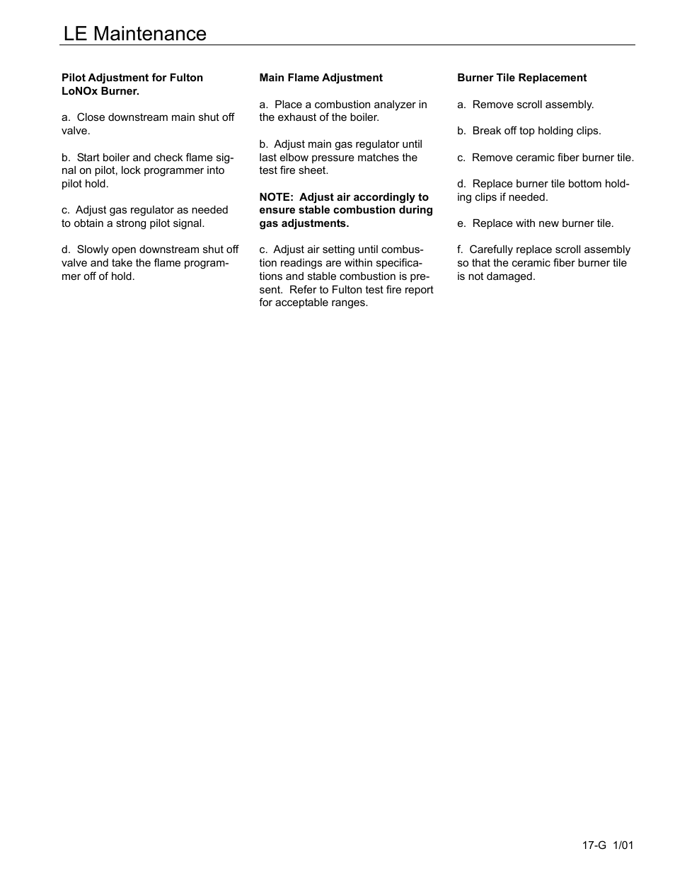 Le maintenance | Fulton Edge ICX or FB-F Vertical Tubeless Boilers (Steam), Gas Fired User Manual | Page 23 / 102