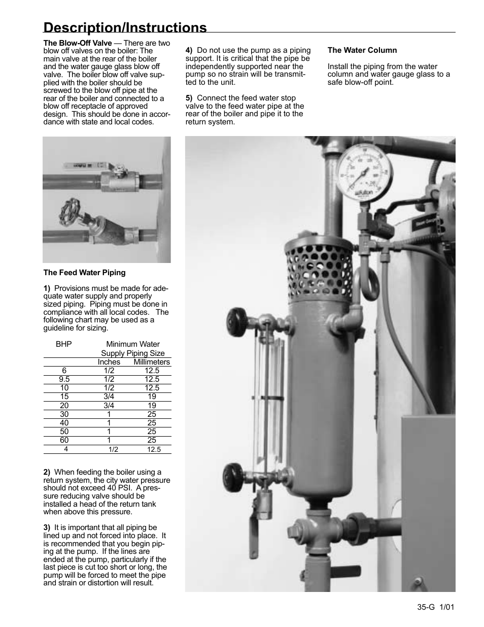 Description/instructions | Fulton Edge ICX or FB-F Vertical Tubeless Boilers (Steam), Gas Fired User Manual | Page 42 / 102
