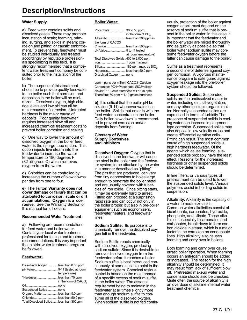 Description/instructions | Fulton Edge ICX or FB-F Vertical Tubeless Boilers (Steam), Gas Fired User Manual | Page 44 / 102