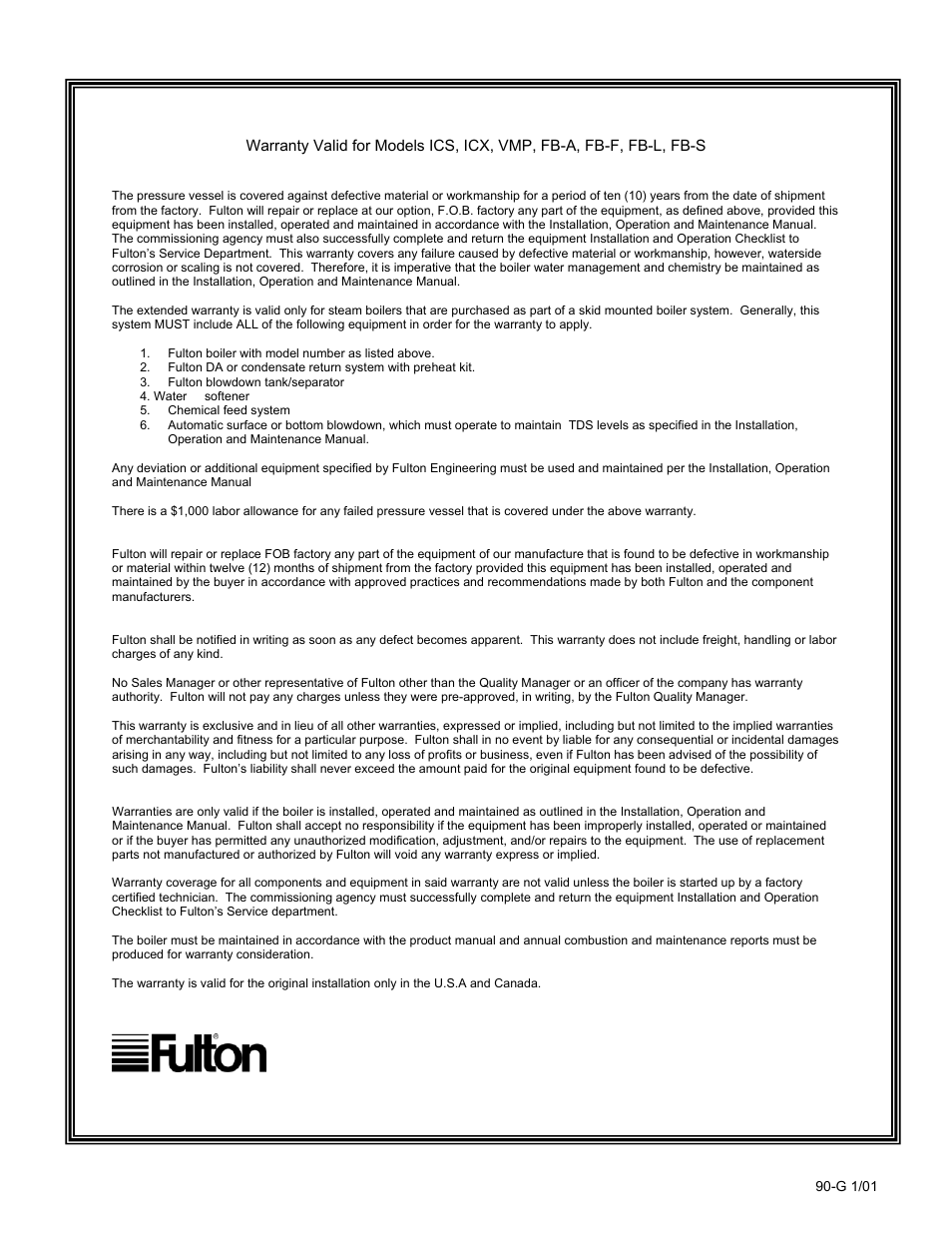 Fulton Edge ICX or FB-F Vertical Tubeless Boilers (Steam), Gas Fired User Manual | Page 99 / 102