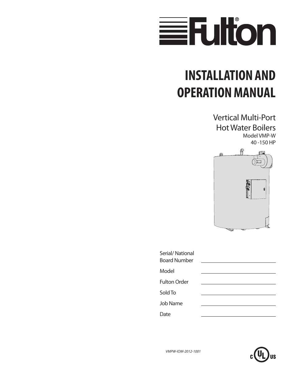 Fulton VMP Hot Water (VMPW) User Manual | 52 pages