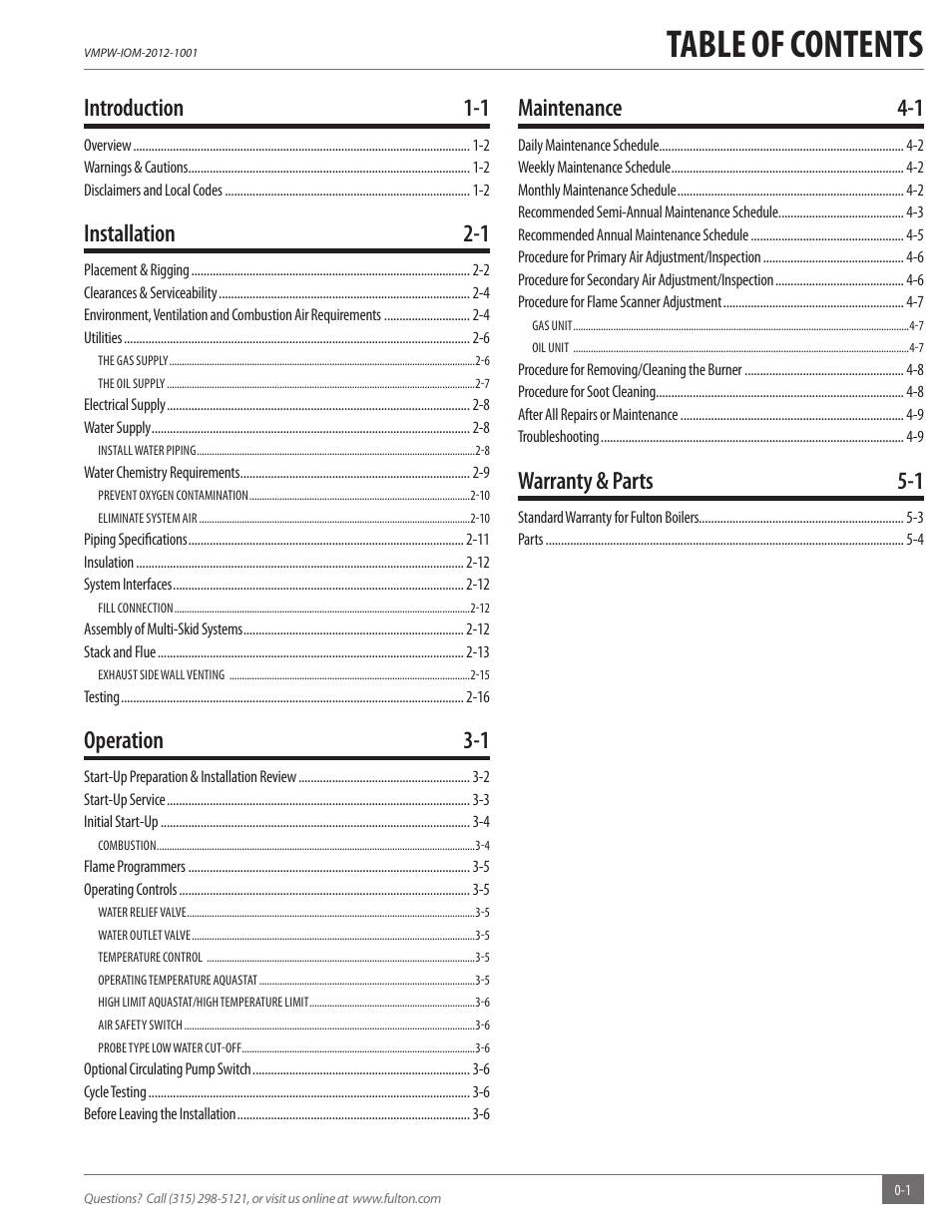 Fulton VMP Hot Water (VMPW) User Manual | Page 3 / 52