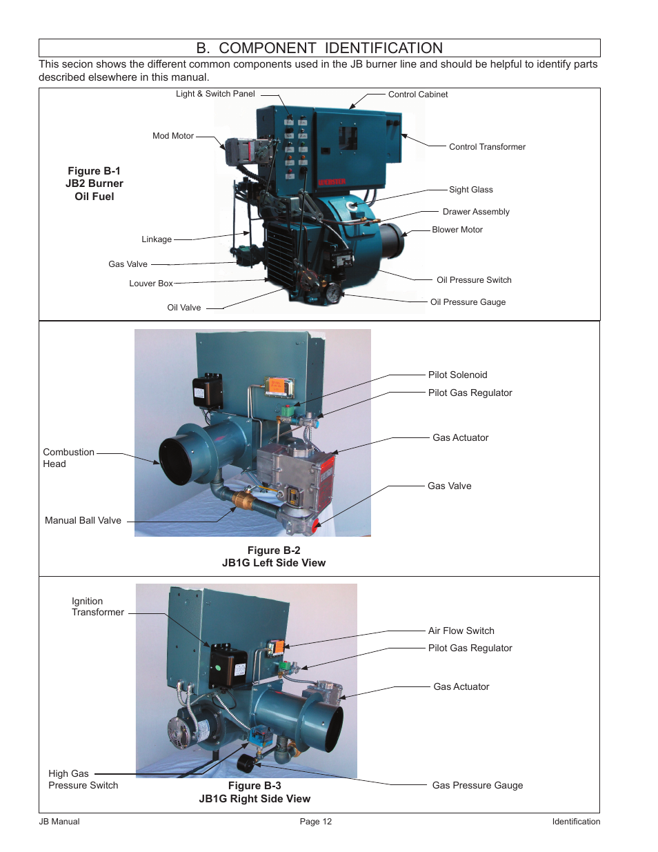 B. component identification | Fulton VMP Webster Oil_Combo Burner User Manual | Page 12 / 52