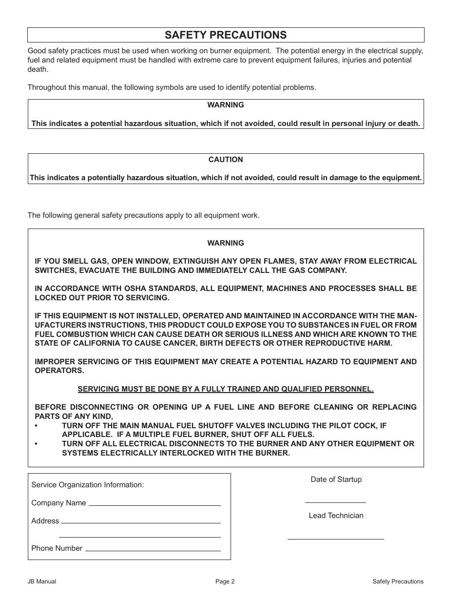 Safety precautions | Fulton VMP Webster Oil_Combo Burner User Manual | Page 2 / 52