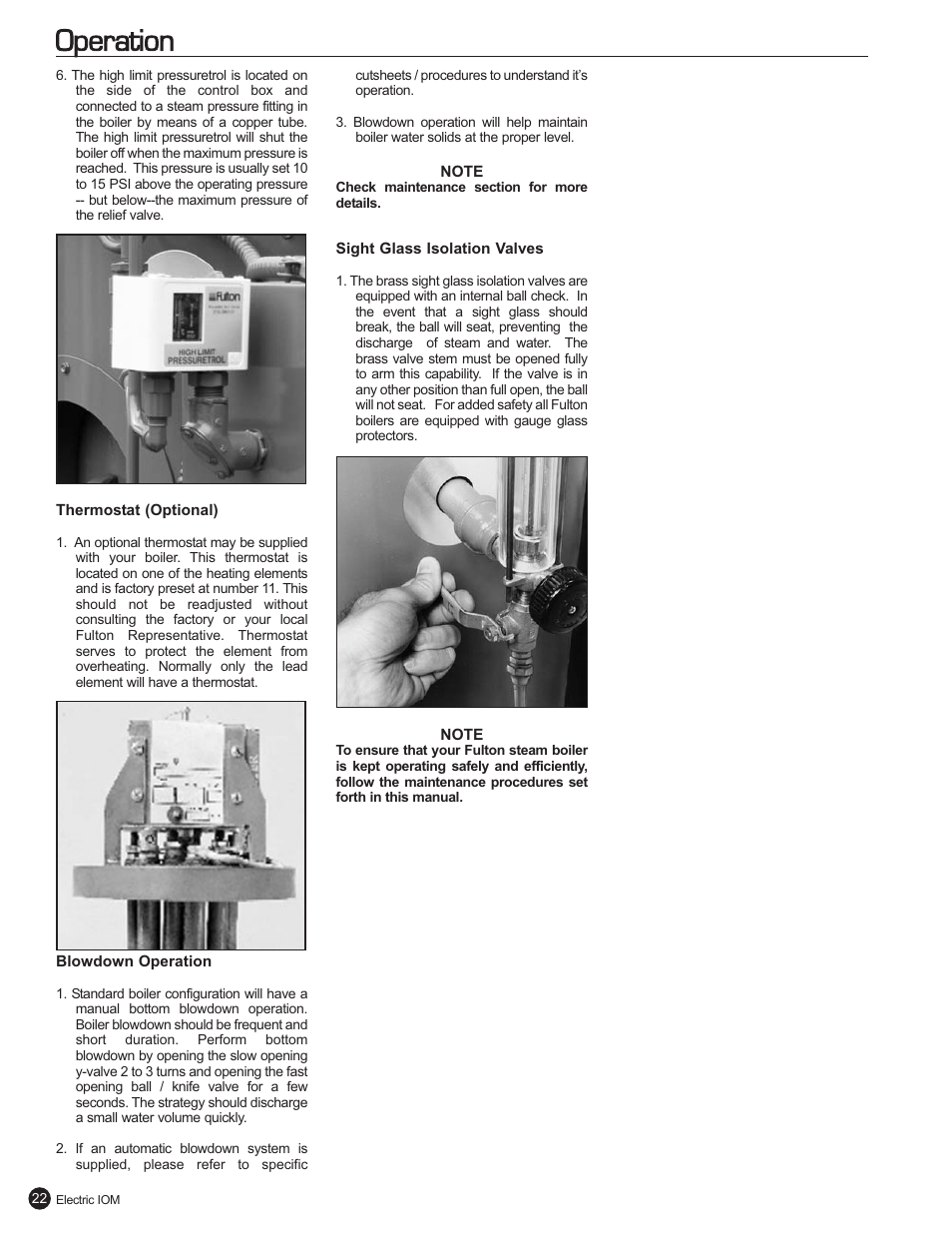 Operation | Fulton Electric (FB-L) Steam Boiler User Manual | Page 26 / 46