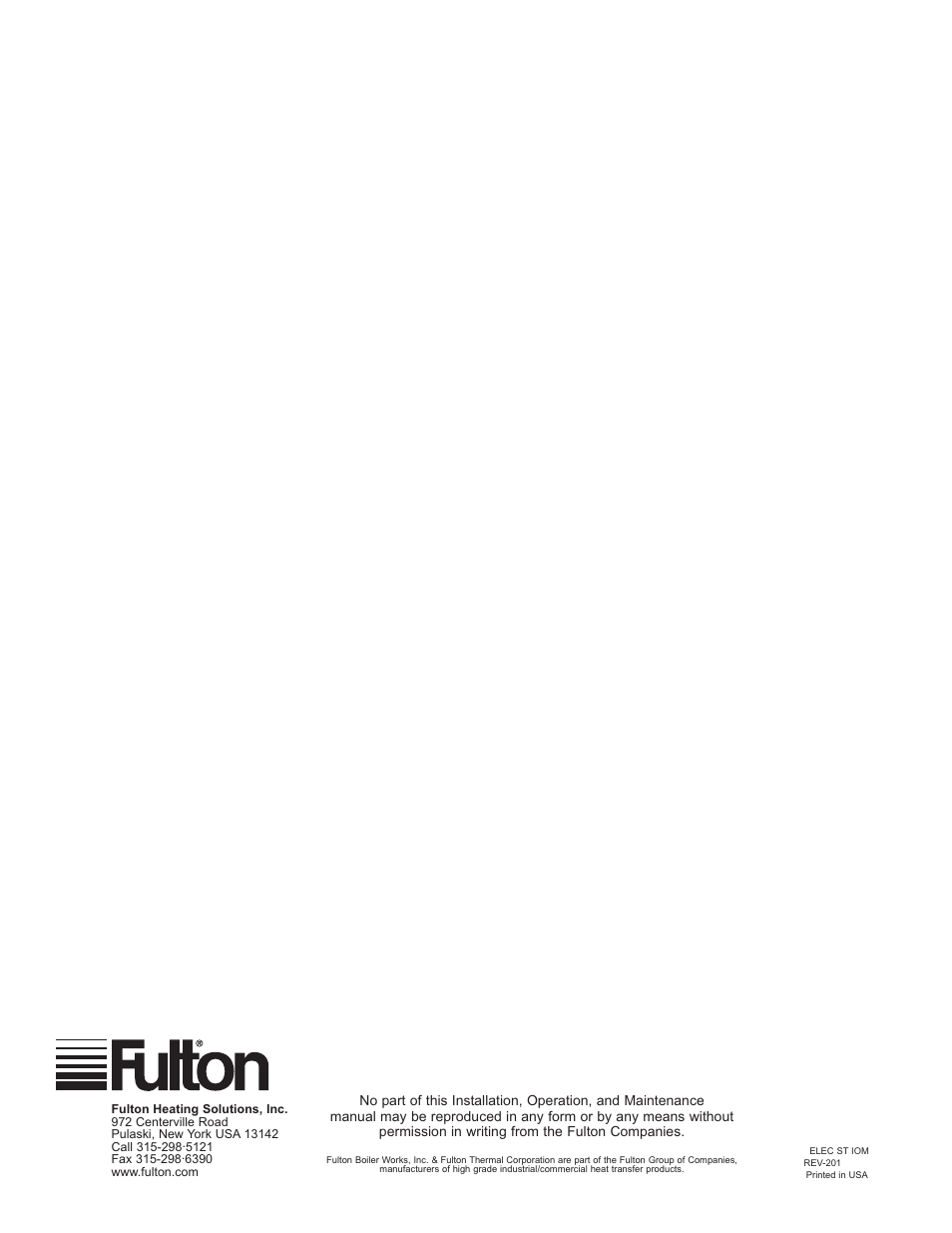 Fulton Electric (FB-L) Steam Boiler User Manual | Page 46 / 46