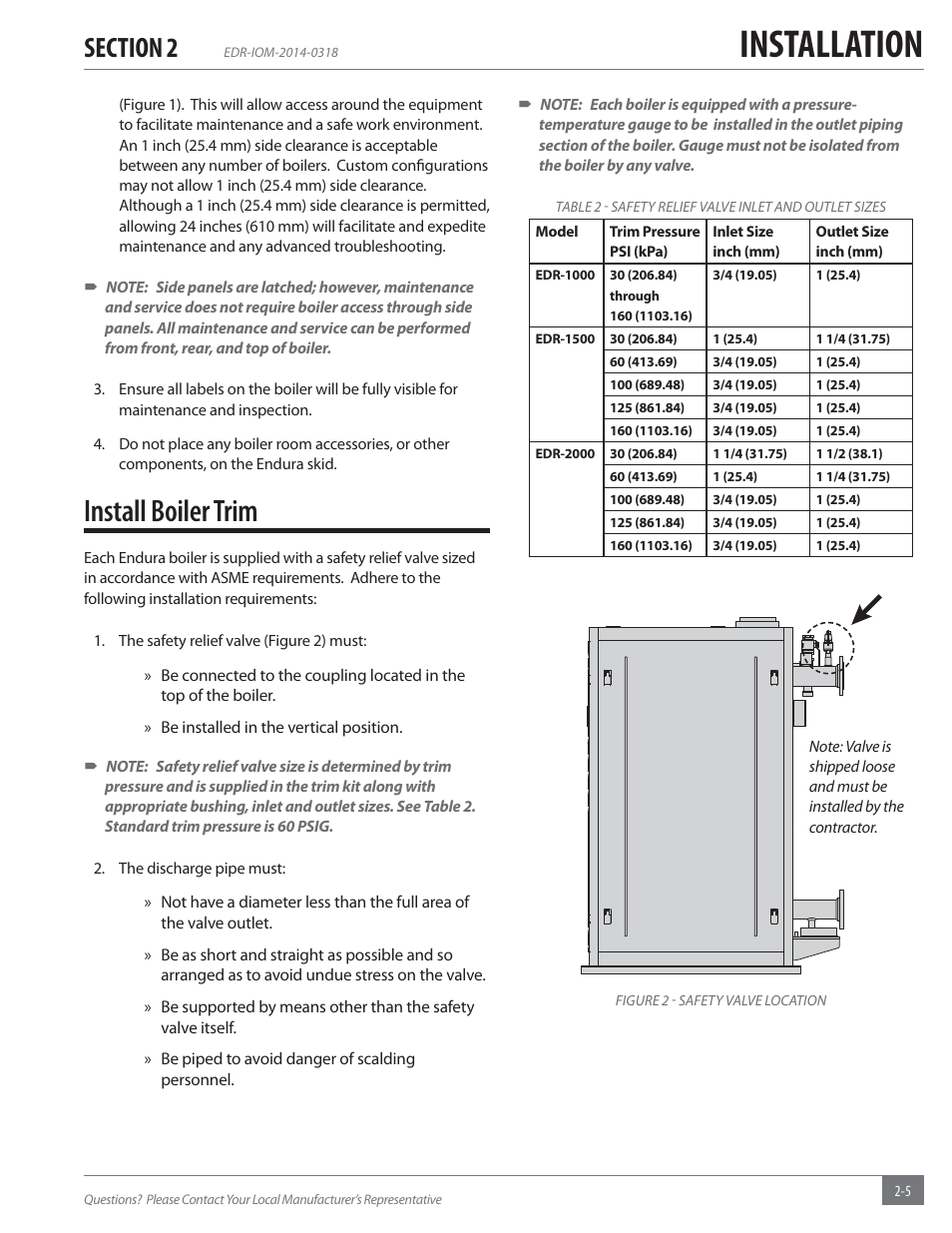 Installation, Install boiler trim | Fulton Endura (EDR) Condensing Hydronic Boiler User Manual | Page 11 / 68
