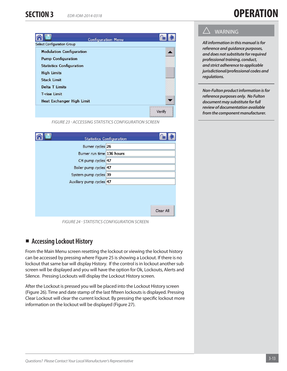 Operation, Accessing lockout history | Fulton Endura (EDR) Condensing Hydronic Boiler User Manual | Page 47 / 68