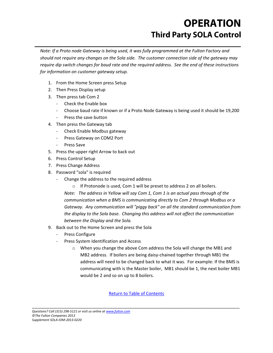 Fulton Caliber (CAL) SOLA Gateways User Manual | Page 3 / 36